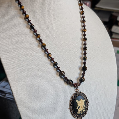 ✨Rootgild Reverie✨| Tiger’s Eye & Purple Aventurine Fairy Cameo Necklace