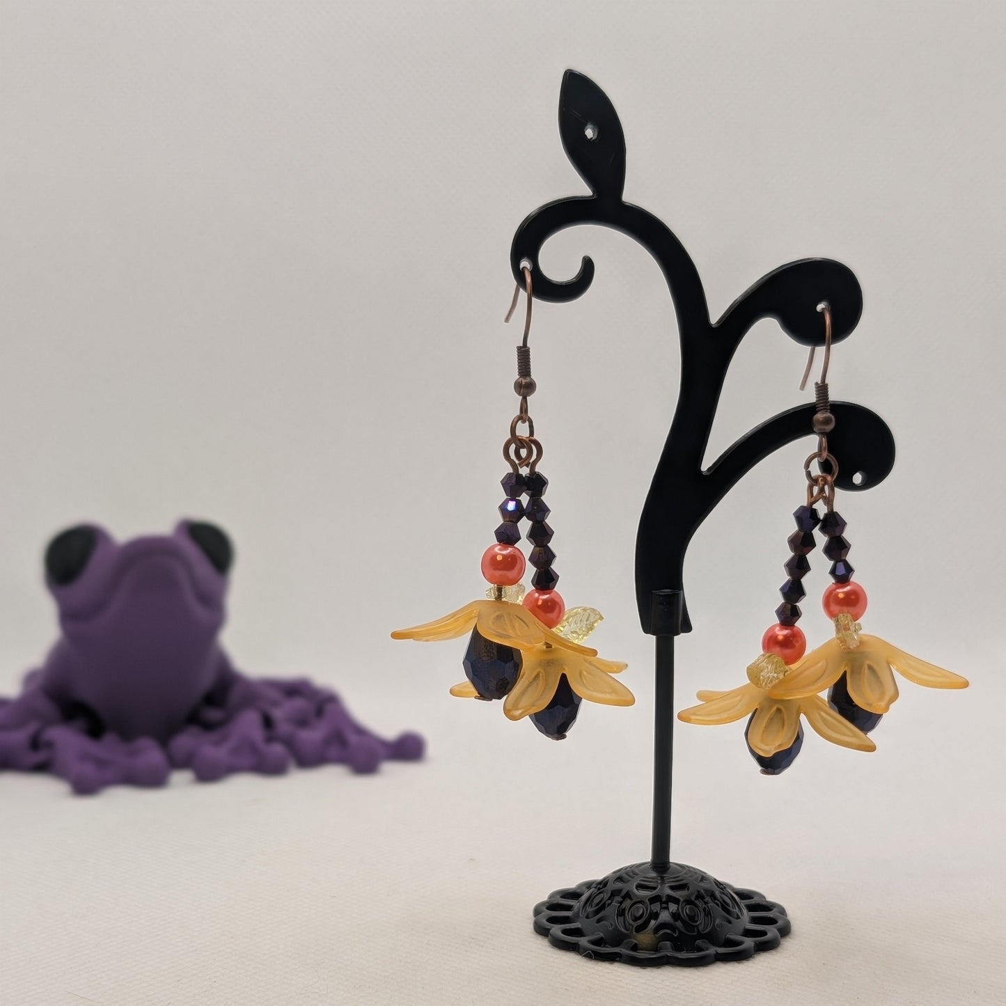 ✨The Whirlskirt Blossoms✨| Floral Glass Bead Dance Earrings