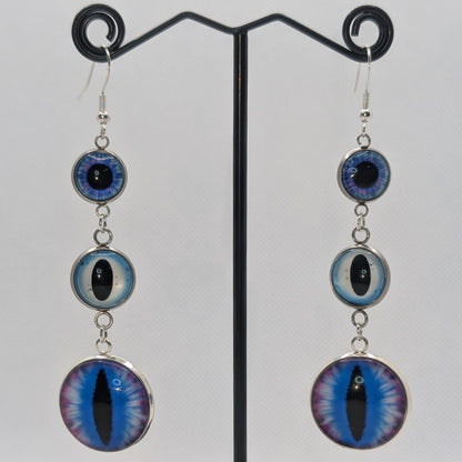 ✨Opticascade✨ | Graduated Triple Glass Eye Dangle Earrings
