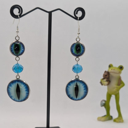 ✨The Mirewatchers✨ | Glass Eyeball & Faceted Bead Dangle Earrings