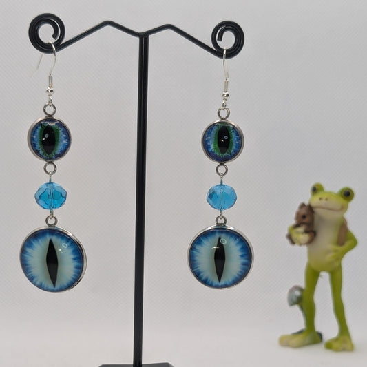 ✨The Mirewatchers✨ | Glass Eyeball & Faceted Bead Dangle Earrings
