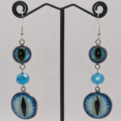 ✨The Mirewatchers✨ | Glass Eyeball & Faceted Bead Dangle Earrings