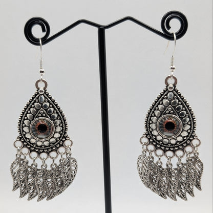 ✨The Frondwatchers✨ | Eyeball Earrings with Leaf Fringes