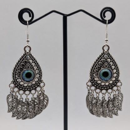✨The Frondwatchers✨ | Eyeball Earrings with Leaf Fringes