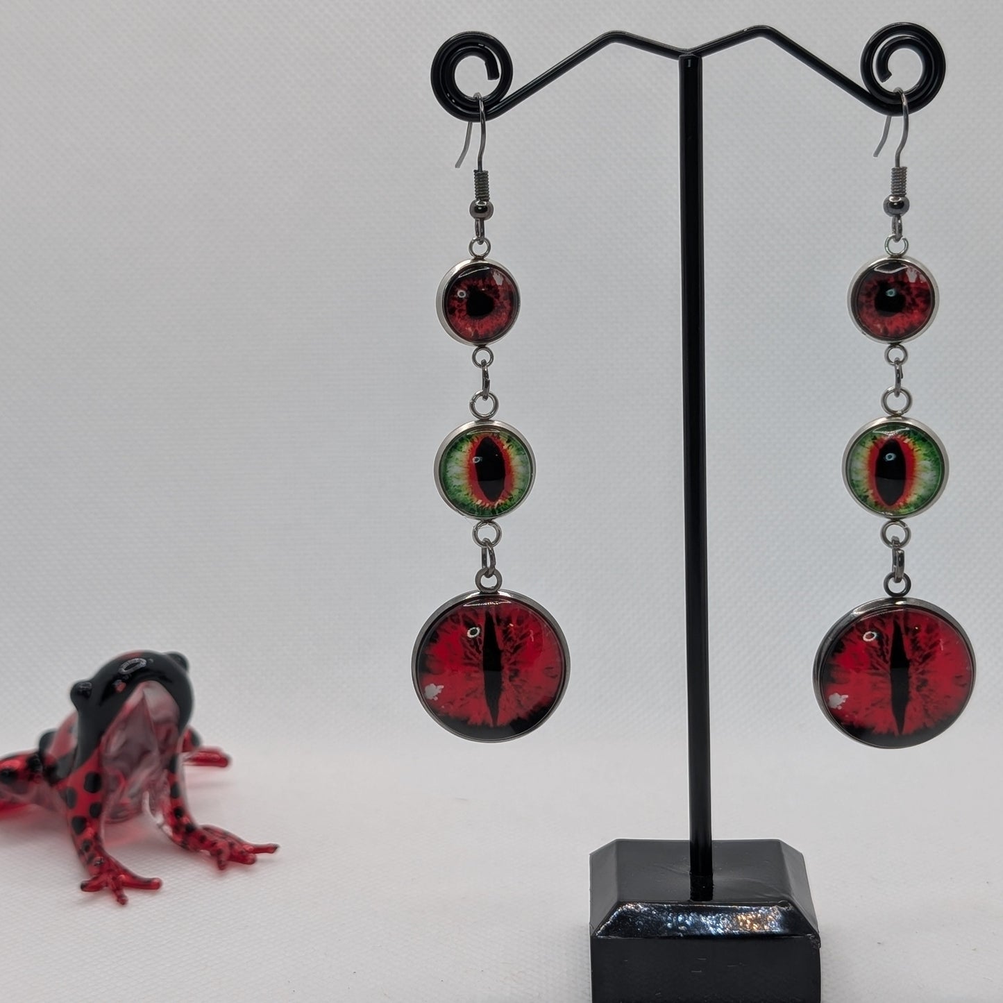 ✨Opticascade✨ | Graduated Triple Glass Eye Dangle Earrings