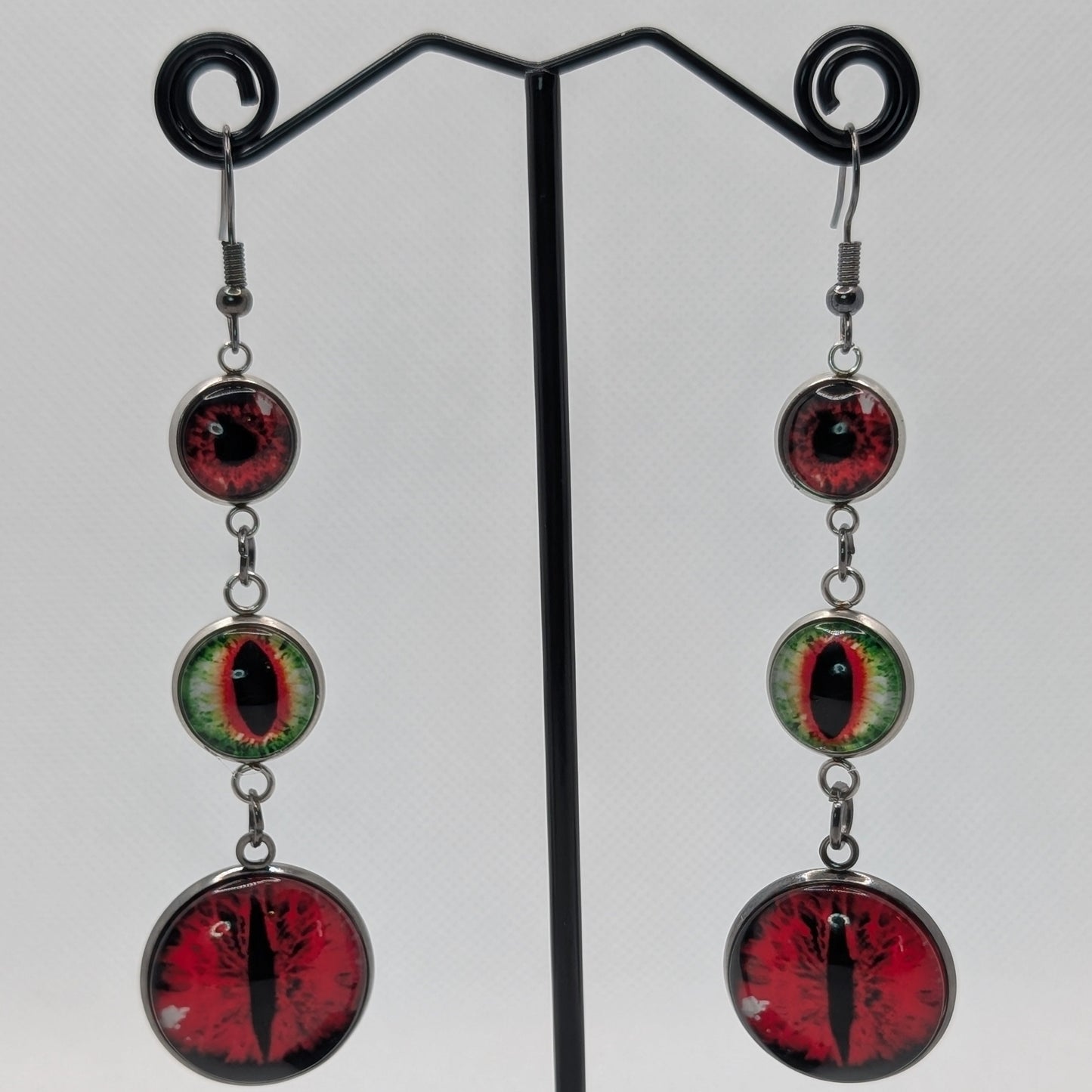 ✨Opticascade✨ | Graduated Triple Glass Eye Dangle Earrings