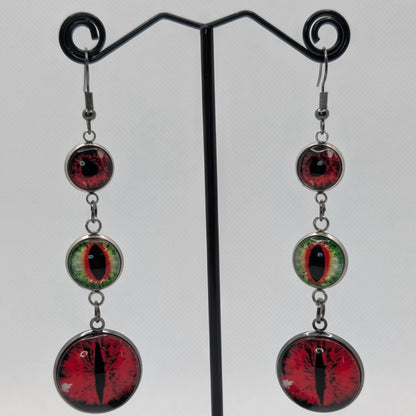 ✨Opticascade✨ | Graduated Triple Glass Eye Dangle Earrings