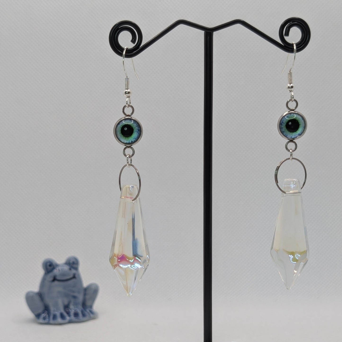 ✨The Fanglacrimae✨ | Glass Eye & Crystal Fang Dangle Earrings