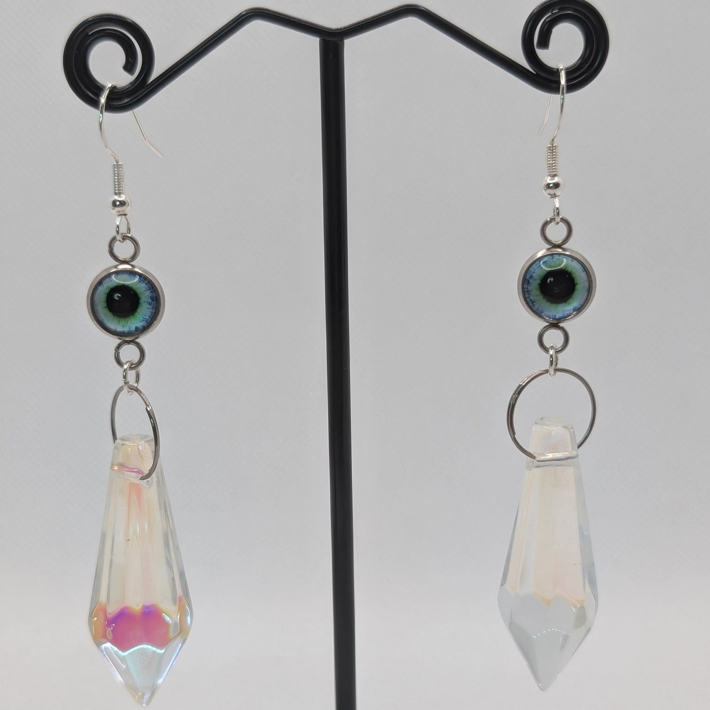 ✨The Fanglacrimae✨ | Glass Eye & Crystal Fang Dangle Earrings