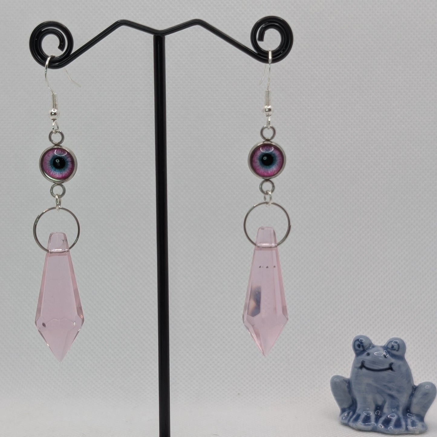 ✨The Fanglacrimae✨ | Glass Eye & Crystal Fang Dangle Earrings