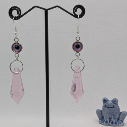 ✨The Fanglacrimae✨ | Glass Eye & Crystal Fang Dangle Earrings