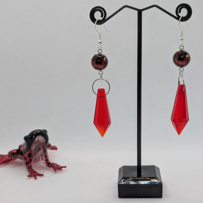 ✨The Fanglacrimae✨ | Glass Eye & Crystal Fang Dangle Earrings