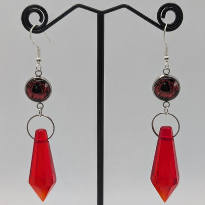 ✨The Fanglacrimae✨ | Glass Eye & Crystal Fang Dangle Earrings