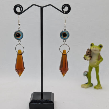 ✨The Fanglacrimae✨ | Glass Eye & Crystal Fang Dangle Earrings