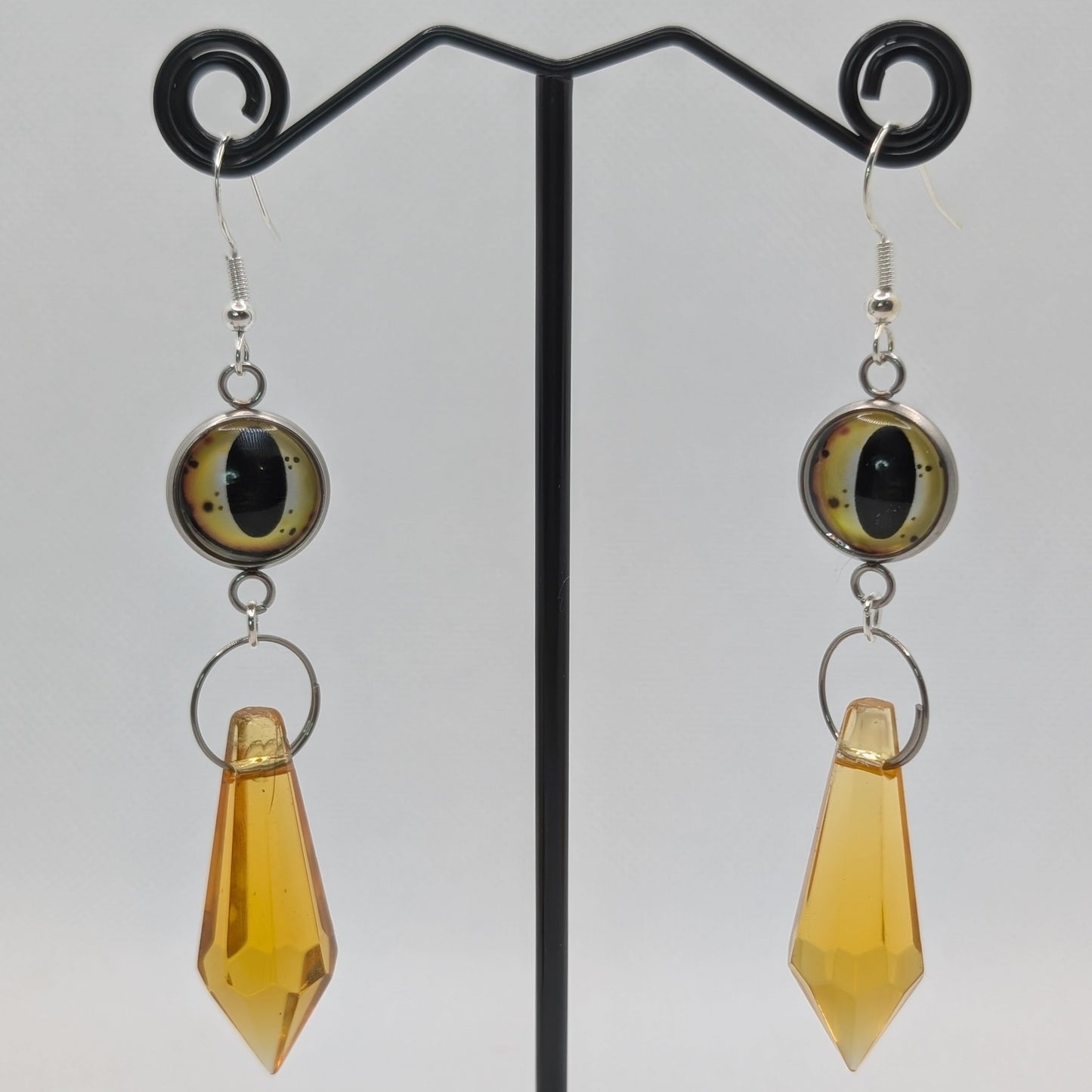 ✨The Fanglacrimae✨ | Glass Eye & Crystal Fang Dangle Earrings