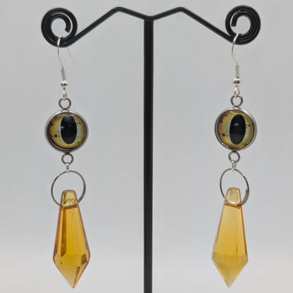 ✨The Fanglacrimae✨ | Glass Eye & Crystal Fang Dangle Earrings