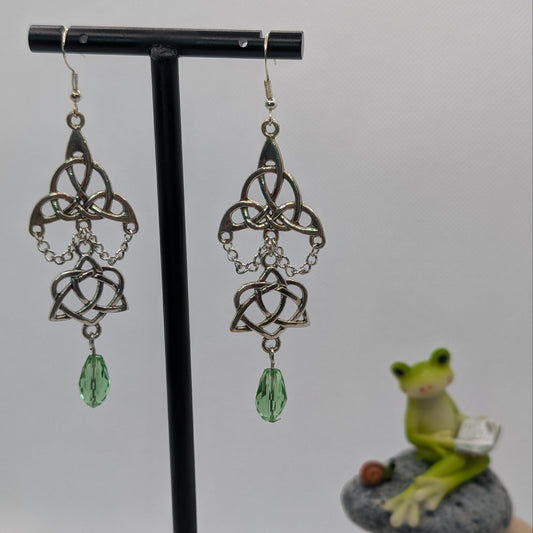 ✨Boundwoven✨ | Celtic Knotwork, Chain & Faceted Glass Dangle Earrings