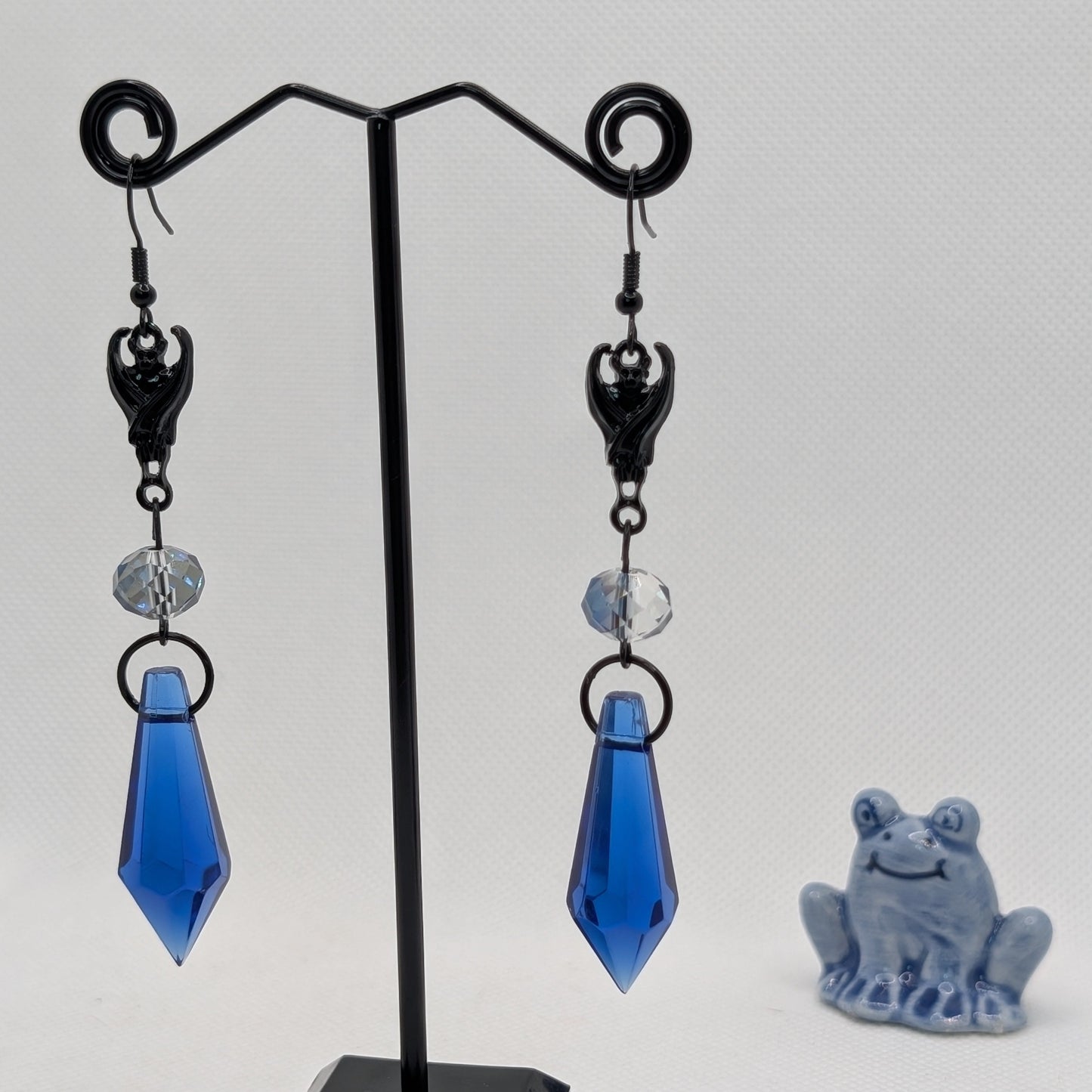 ✨The Sonarshards✨ | Bat & Faceted Glass Gothic Dangle Earrings