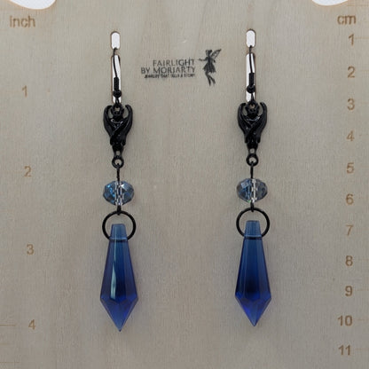 ✨The Sonarshards✨ | Bat & Faceted Glass Gothic Dangle Earrings
