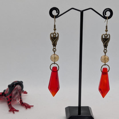 ✨The Sonarshards✨ | Bat & Faceted Glass Gothic Dangle Earrings