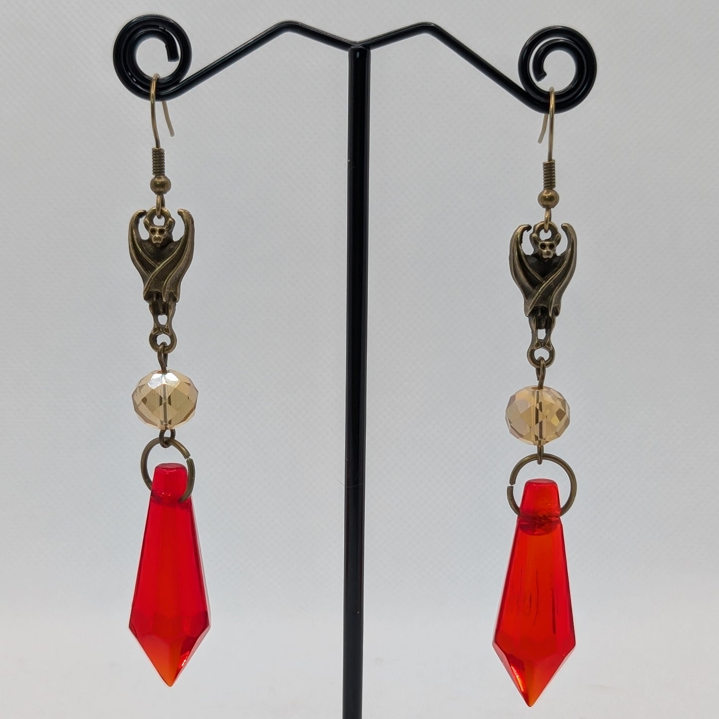 ✨The Sonarshards✨ | Bat & Faceted Glass Gothic Dangle Earrings