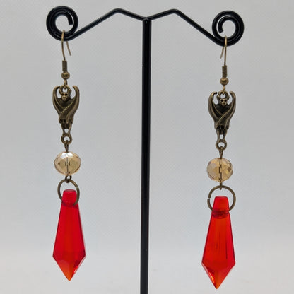 ✨The Sonarshards✨ | Bat & Faceted Glass Gothic Dangle Earrings