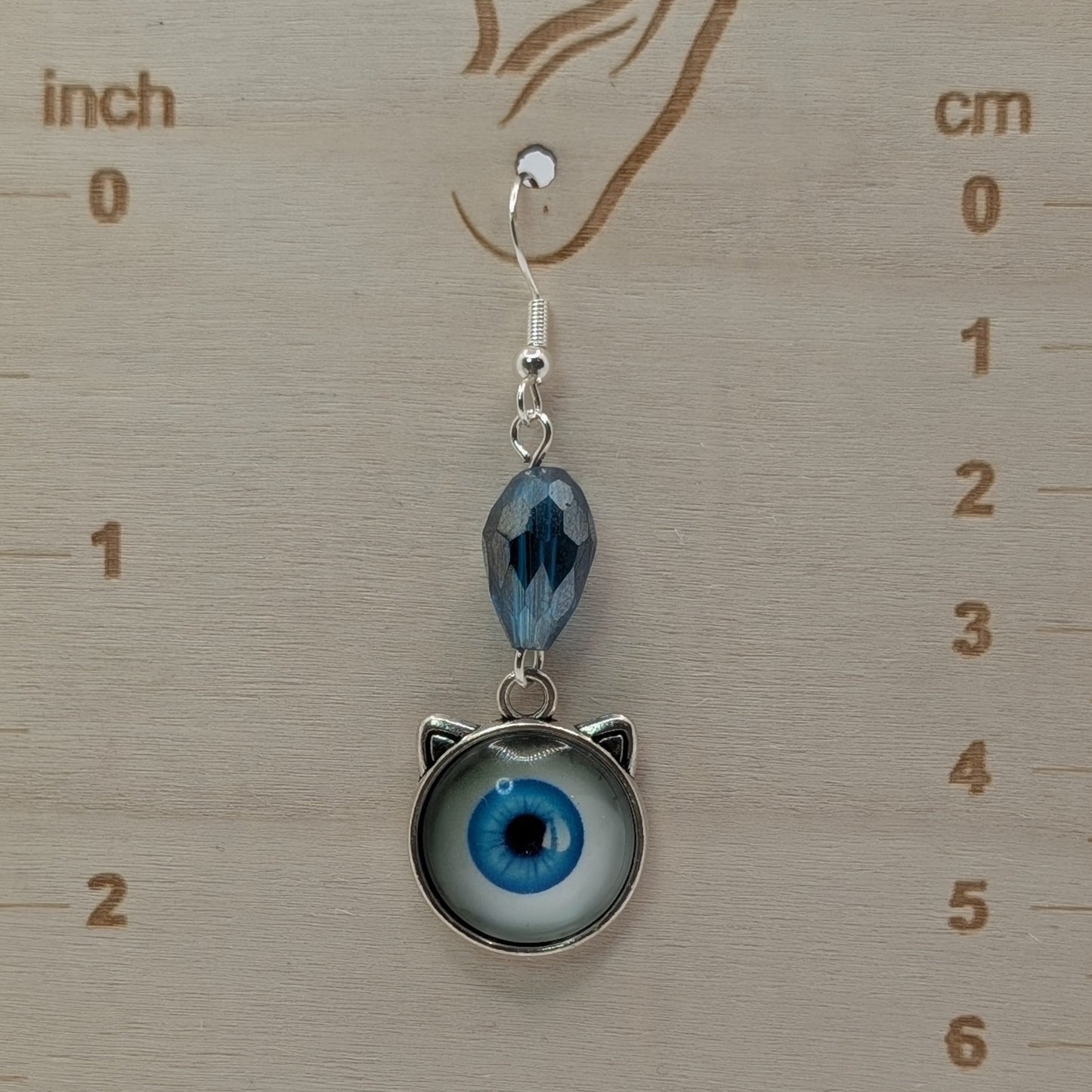 ✨Cyanoptic✨ | Blue Cat Eye & Faceted Glass Dangle Earrings