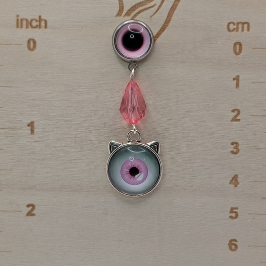 ✨Dupliris✨ | Pink Double-Eye Cat Earrings with Faceted Glass