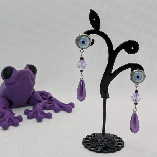 ✨The Gazewept✨ | Glass Eye, Faceted Bead & Teardrop Dangle Earrings