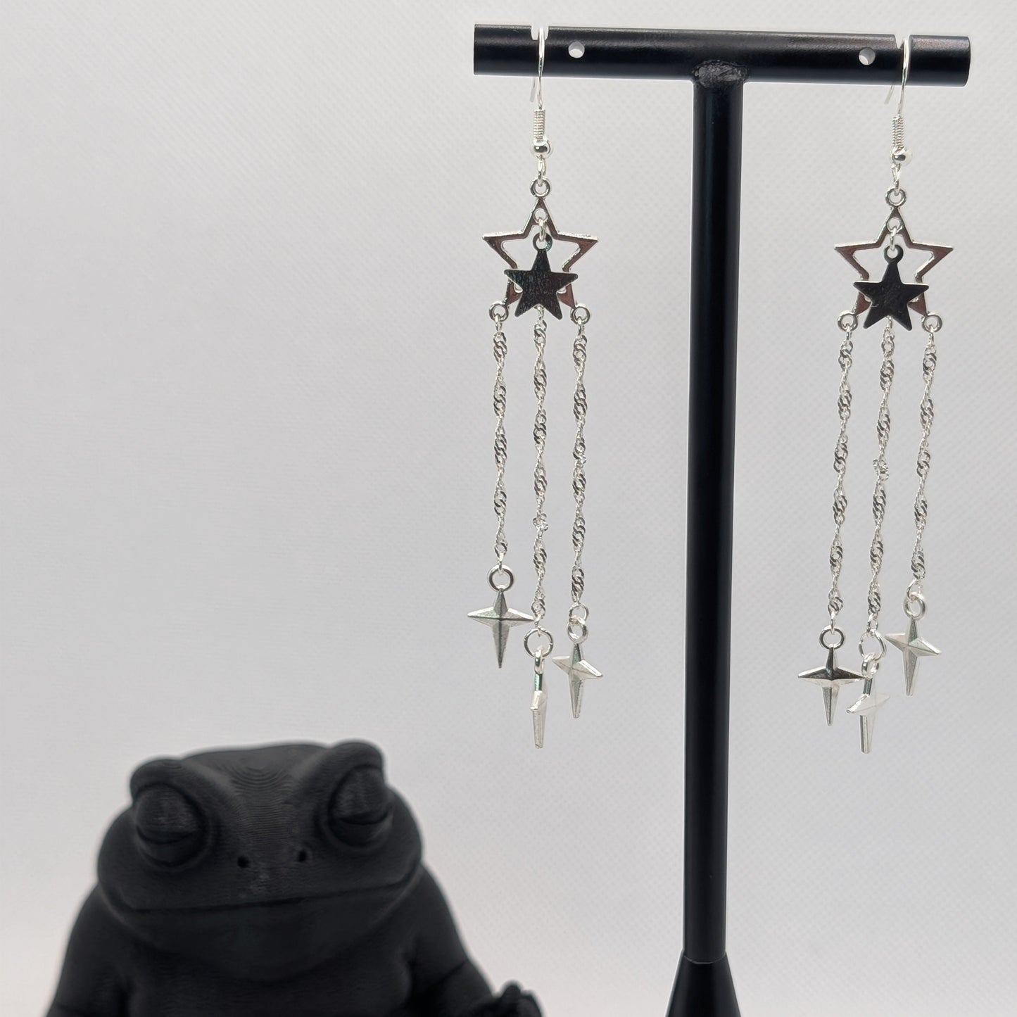 ✨Comacascadae✨ | Silver Star & Singapore Chain Celestial Earrings