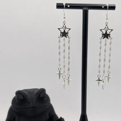 ✨Comacascadae✨ | Silver Star & Singapore Chain Celestial Earrings