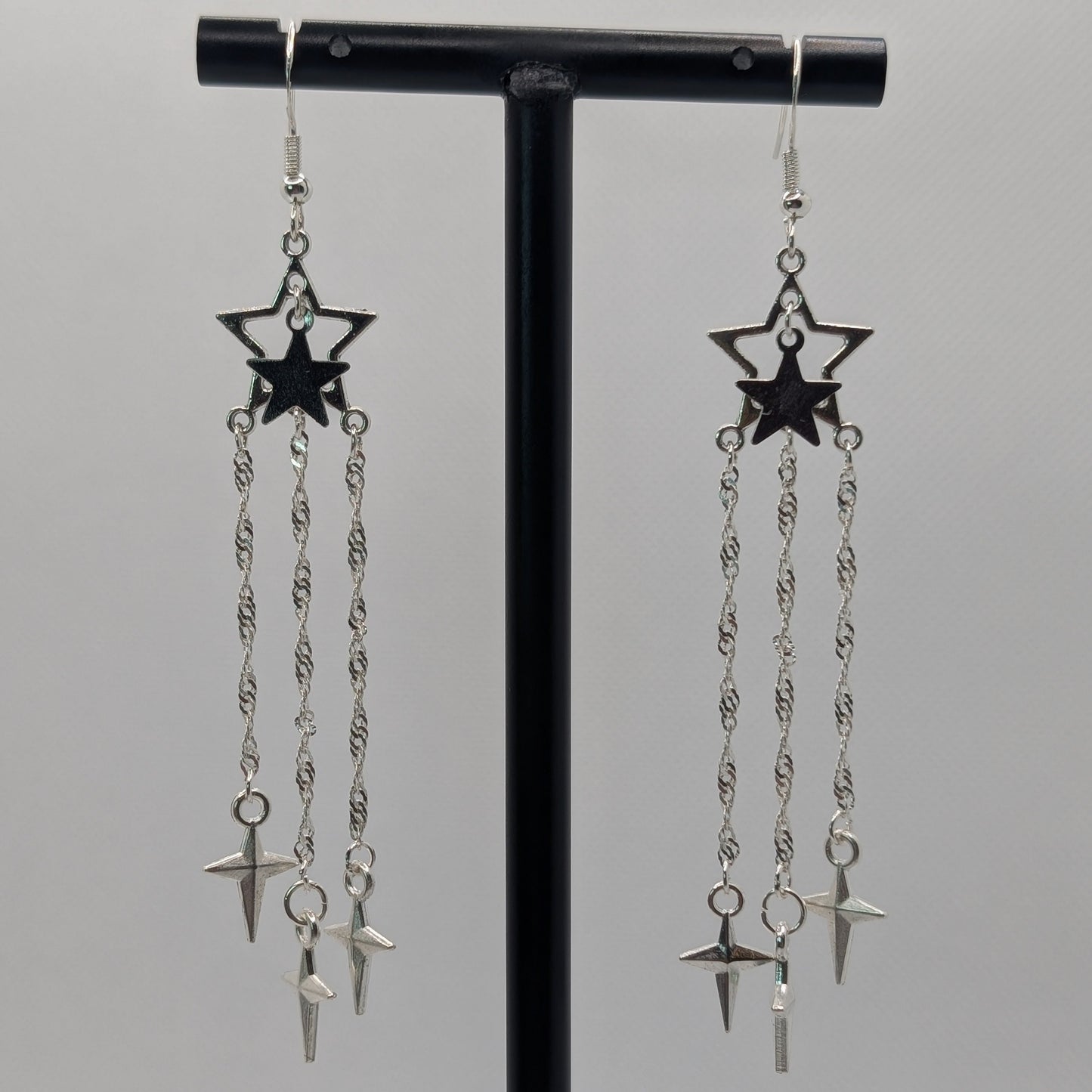 ✨Comacascadae✨ | Silver Star & Singapore Chain Celestial Earrings
