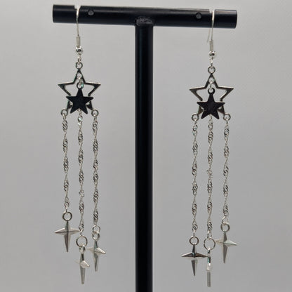 ✨Comacascadae✨ | Silver Star & Singapore Chain Celestial Earrings