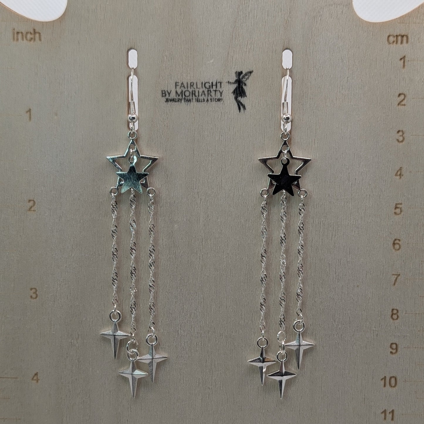 ✨Comacascadae✨ | Silver Star & Singapore Chain Celestial Earrings