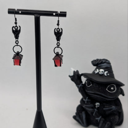 ✨Dreadwick✨ | Glow-in-the-Dark Lantern & Black Bat Earrings
