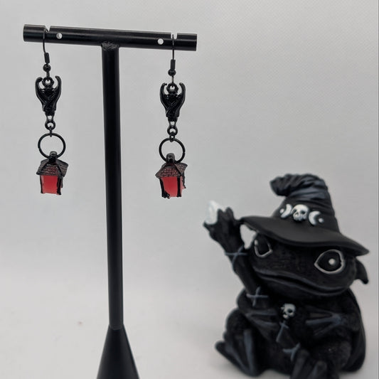✨Dreadwick✨ | Glow-in-the-Dark Lantern & Black Bat Earrings