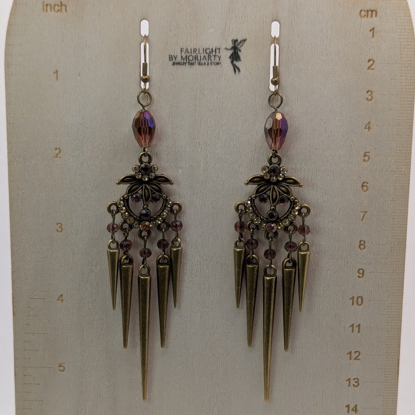 ✨The Thorneliers✨ | Bronze Rhinestone Chandelier Spike Statement Earrings