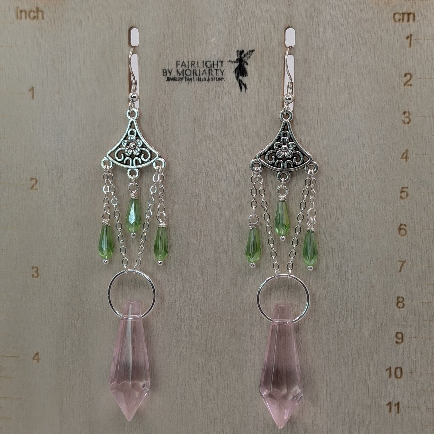 ✨The Floralabrae✨ | Long Floral Chandelier Earrings with Faceted Glass Drops