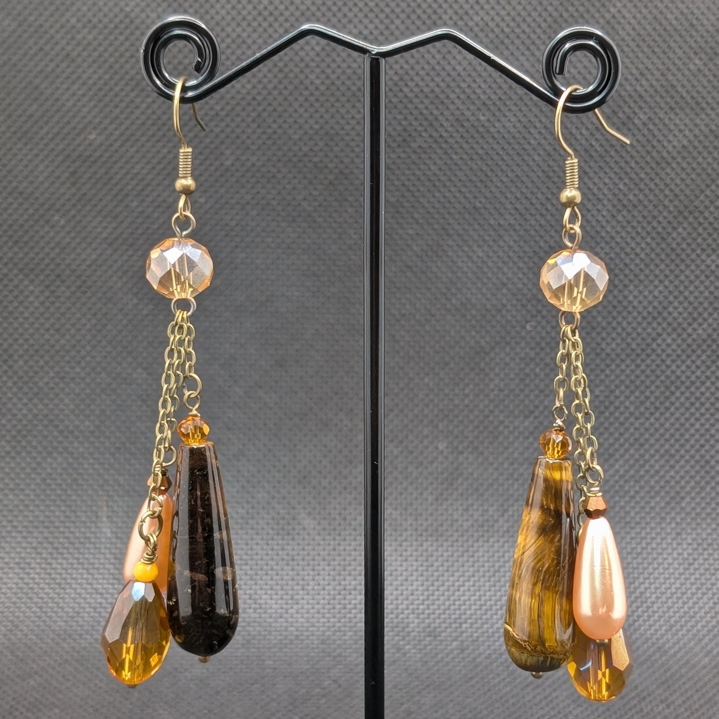 ✨Pendulithae✨ | Genuine Gemstone & Glass Chain-Cascade Earrings | 6 Variants