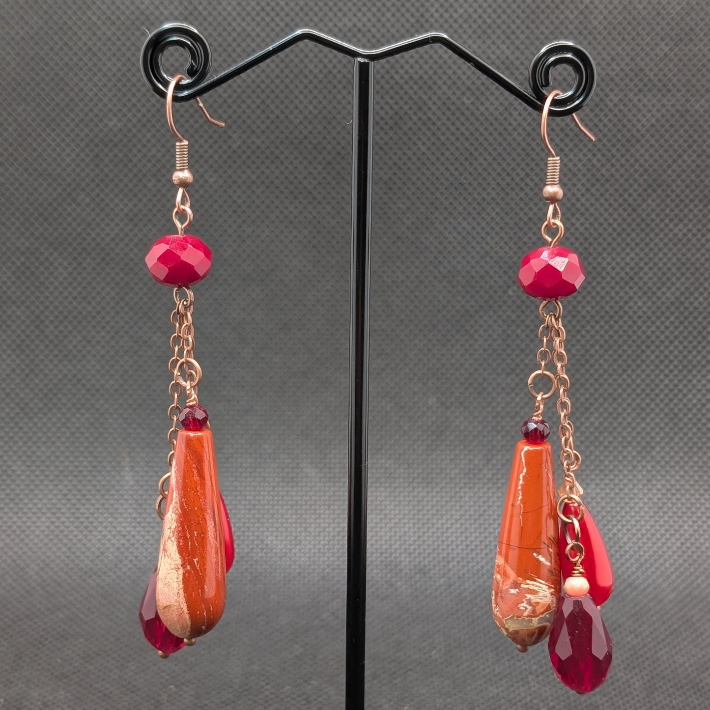 ✨Pendulithae✨ | Genuine Gemstone & Glass Chain-Cascade Earrings | 6 Variants