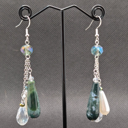 ✨Pendulithae✨ | Genuine Gemstone & Glass Chain-Cascade Earrings | 6 Variants