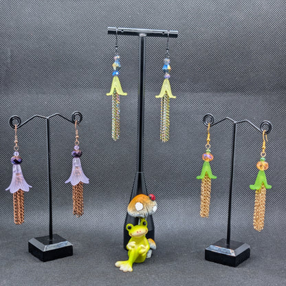✨Torrentblossoms✨ | Flower & Cascading Chain Fringe Earrings