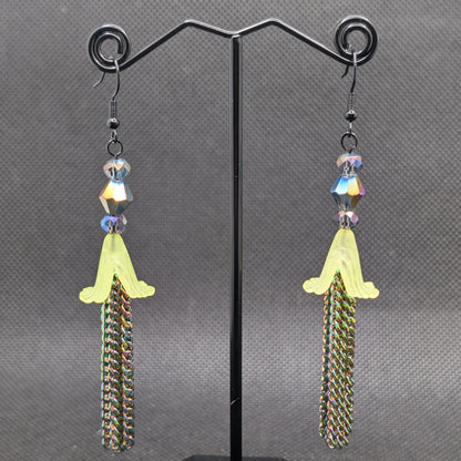 ✨Torrentblossoms✨ | Flower & Cascading Chain Fringe Earrings