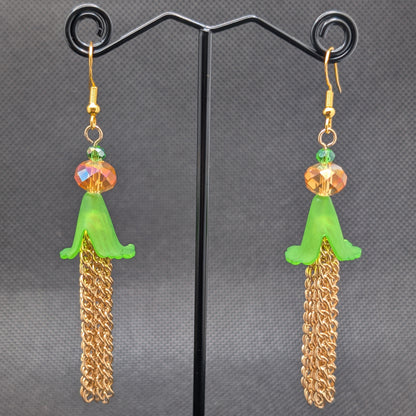 ✨Torrentblossoms✨ | Flower & Cascading Chain Fringe Earrings