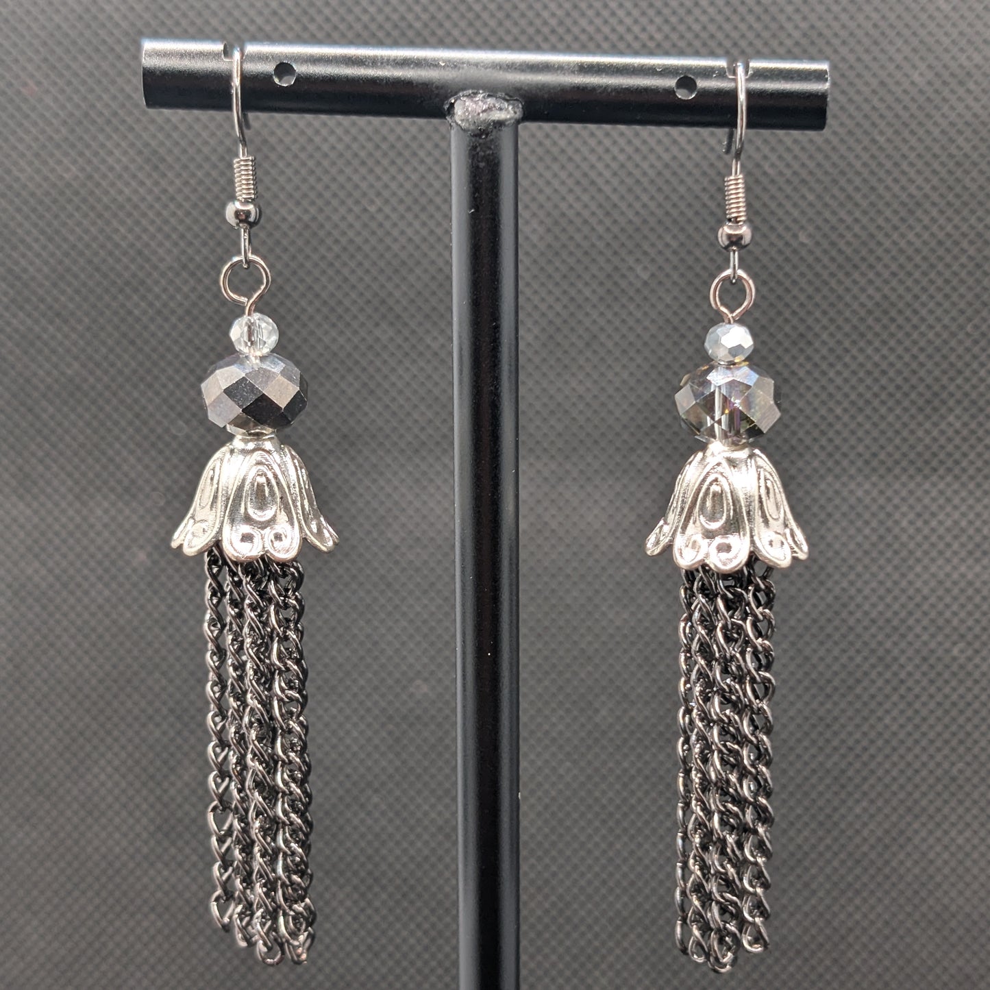✨Torrentblossoms✨ | Flower & Cascading Chain Fringe Earrings