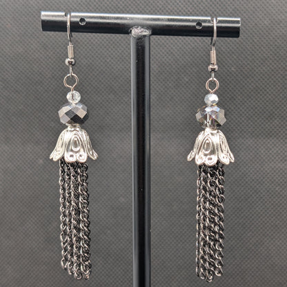 ✨Torrentblossoms✨ | Flower & Cascading Chain Fringe Earrings