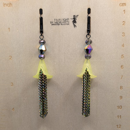 ✨Torrentblossoms✨ | Flower & Cascading Chain Fringe Earrings