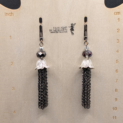 ✨Torrentblossoms✨ | Flower & Cascading Chain Fringe Earrings
