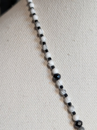 ✨Corvignette✨ | Howlite & Black Tourmaline Raven Cameo Necklace