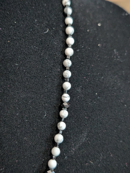 ✨Corvignette✨ | Howlite & Black Tourmaline Raven Cameo Necklace